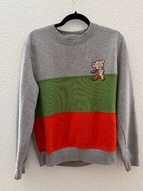 Bear the Beams Crewneck Sweatshirt Men's Size L Gray Orange Green Colorblock